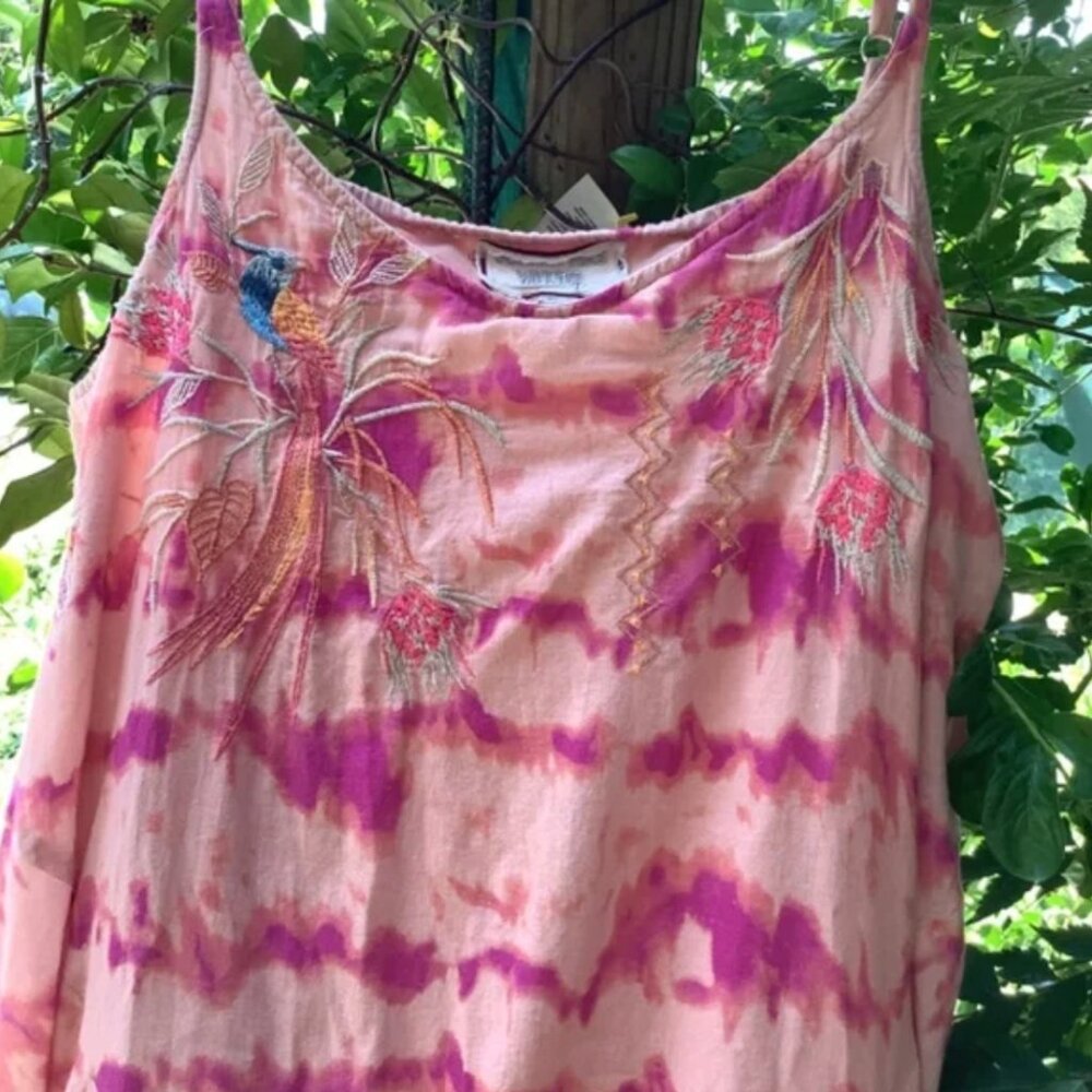 Johnny Was Cotton Tie-Dye Midi Dress w/Embroidery - Picture 2 of 8